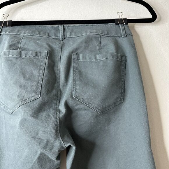 NWT Loft Slate Gray Gold Button Fly Frayed Hem Pant Jean Front Stitch Seams 00 - Picture 7 of 12